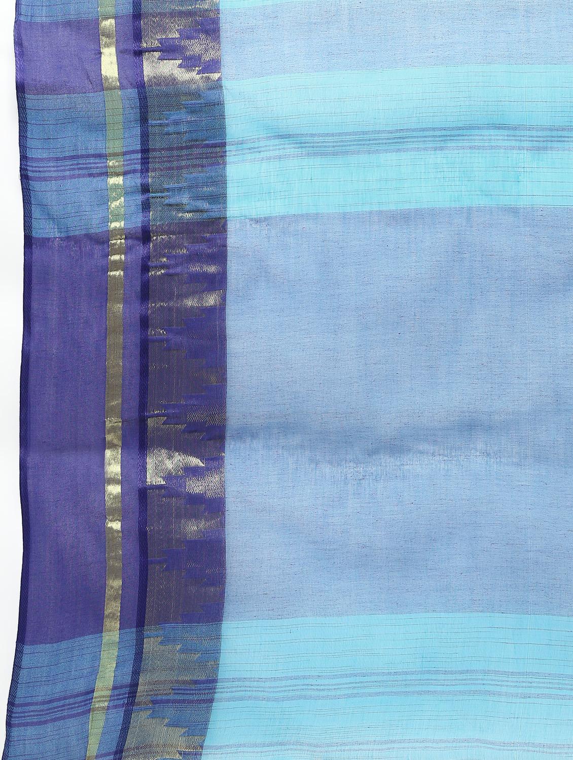 sky blue cotton tant saree - 15941999 - Zoom Image - 5