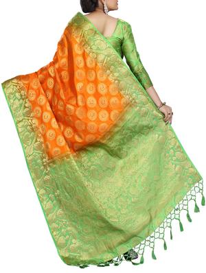 ethnic motif woven saree with blouse - 15942824 - Standard Image - 2