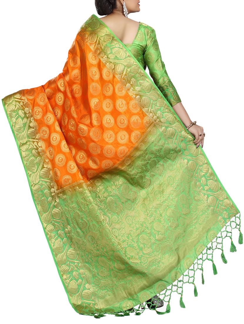 ethnic motif woven saree with blouse - 15942824 - Zoom Image - 2