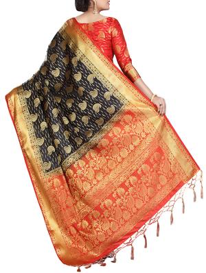 ethnic motif woven saree with blouse - 15942827 - Standard Image - 2