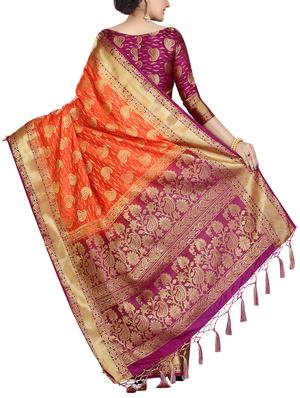 paisley motif woven saree with blouse - 15942830 - Standard Image - 2