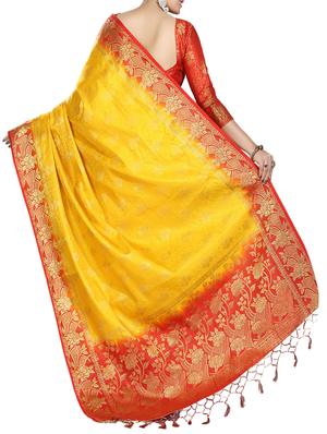 ethnic motif woven saree with blouse - 15942837 - Standard Image - 2