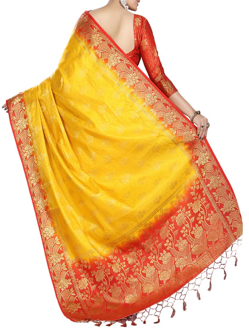 ethnic motif woven saree with blouse - 15942837 - Zoom Image - 2