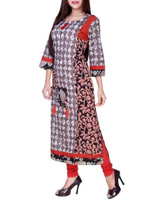printed straight kurta with tassels - 15943573 - Standard Image - 2