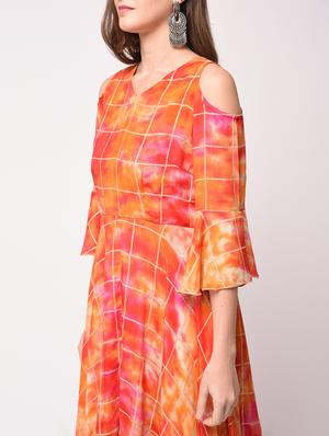 checkered flared kurta - 15943724 - Standard Image - 5