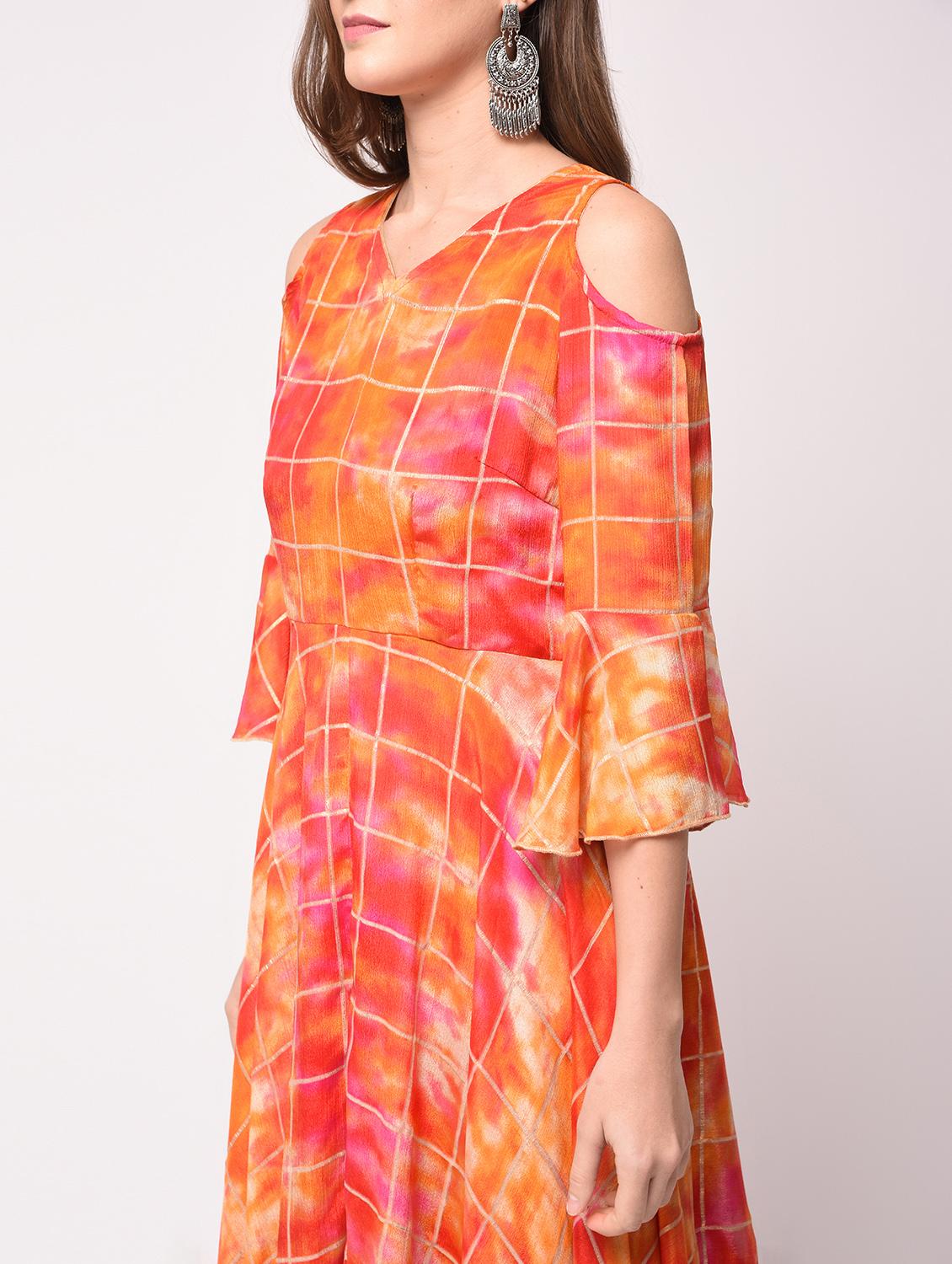 checkered flared kurta - 15943724 - Zoom Image - 5