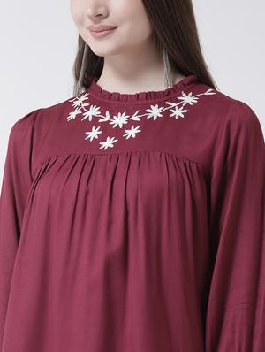frill trim embroidered gathered top - 15944601 - Standard Image - 5