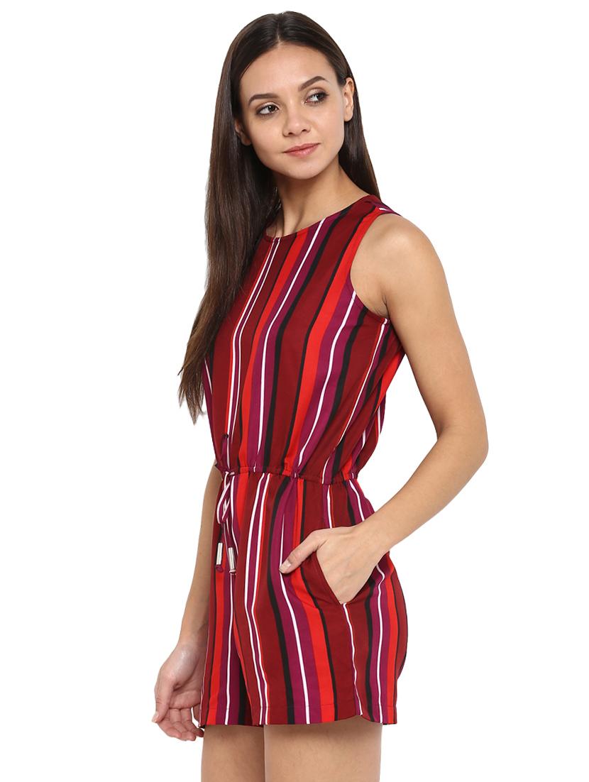 drawstring waist striped romper - 15945357 - Zoom Image - 2