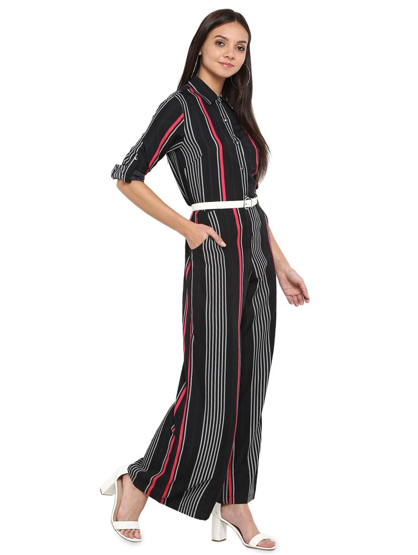 roll up sleeved striped jumpsuit - 15945360 - Zoom Image - 2