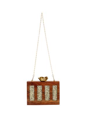 brown wood box clutch - 15945479 - Standard Image - 5