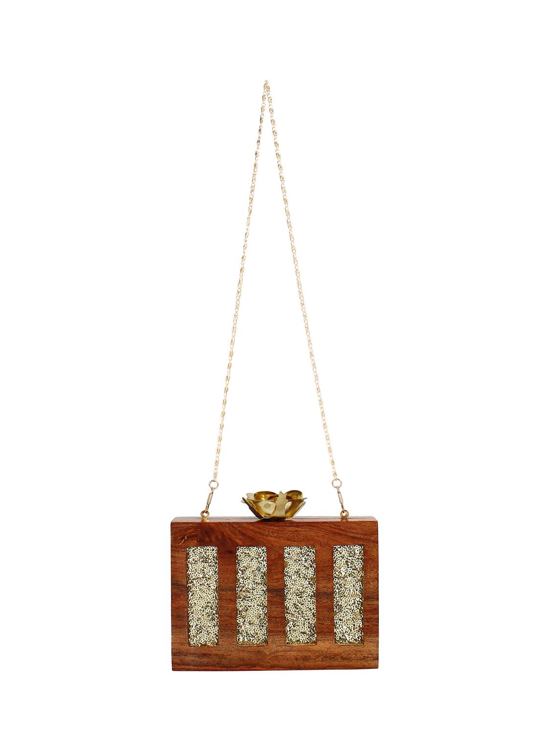 brown wood box clutch - 15945479 - Zoom Image - 5