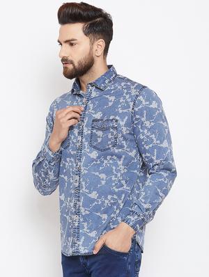blue denim casual shirt - 15945642 - Standard Image - 2