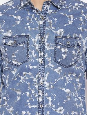blue denim casual shirt - 15945642 - Standard Image - 5