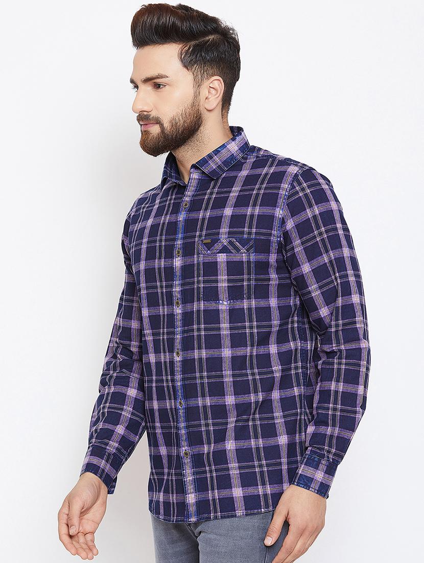 blue checkered casual shirt - 15945647 - Zoom Image - 2