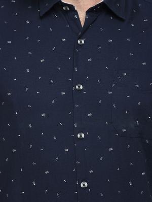 navy blue printed casual shirt - 15946166 - Standard Image - 5