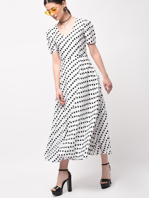 polka dots flared maxi dress - 15946332 - Standard Image - 1