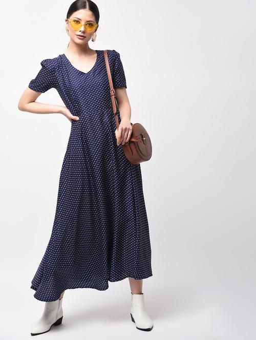 polka dots flared maxi dress - 15946333 - Standard Image - 1