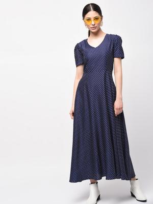 polka dots flared maxi dress - 15946333 - Standard Image - 2