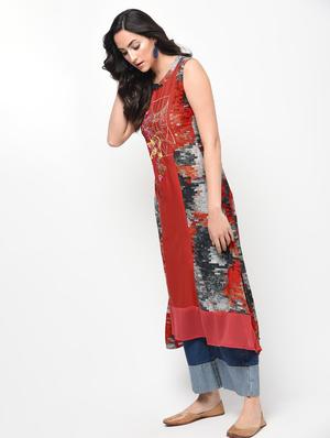 Embroidered a-line kurta - 15950726 - Standard Image - 2