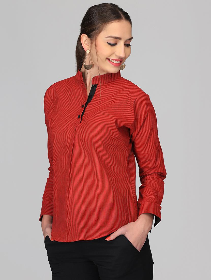 curved hem pin striped top - 15950848 - Zoom Image - 2