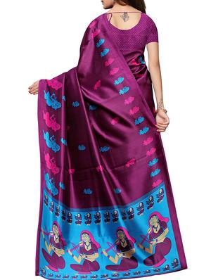 kalamkari printed purple saree with blouse - 15951359 - Standard Image - 2
