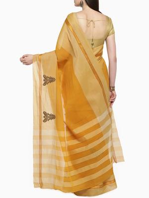 paisley zari border mustard woven saree with blouse - 15951371 - Standard Image - 2