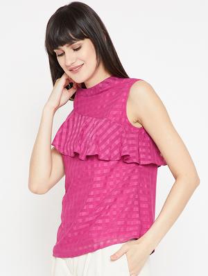 striped ruffle detail top - 15951594 - Standard Image - 2