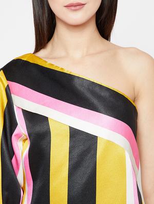 tie back striped single shoulder top - 15951629 - Standard Image - 5
