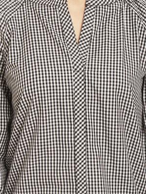 mandarin neck checkered top - 15951672 - Standard Image - 5