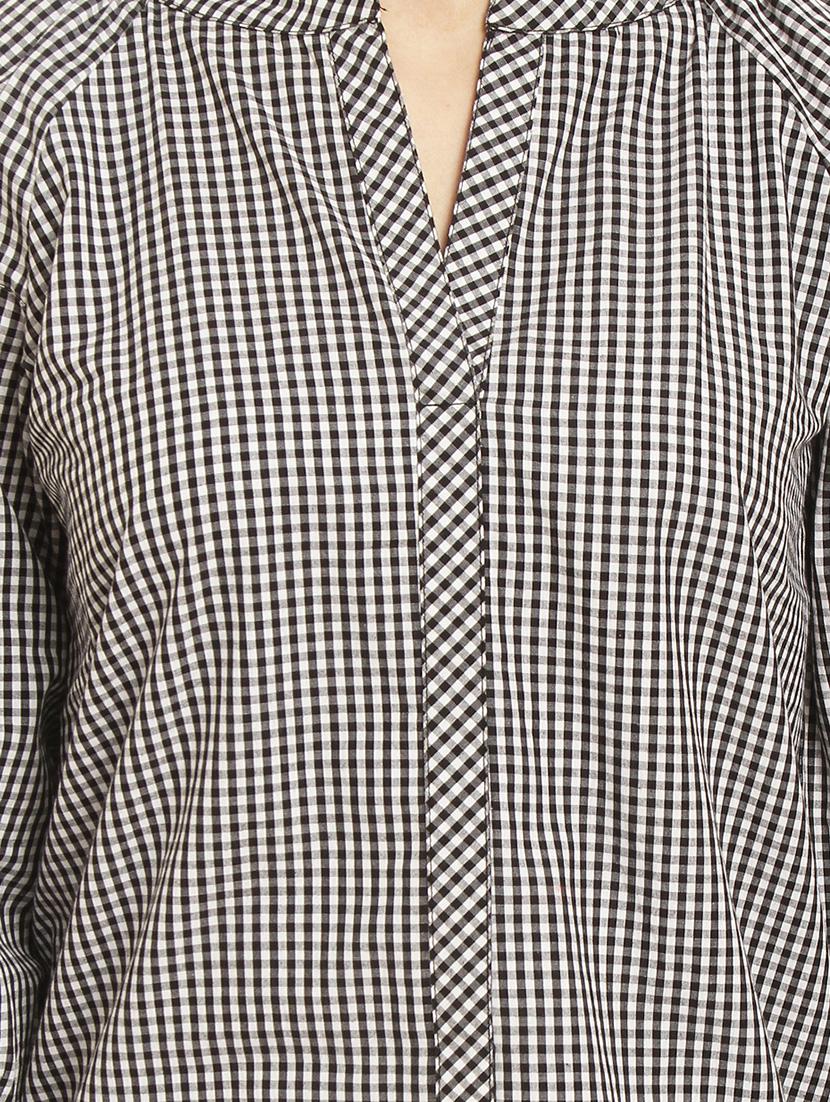mandarin neck checkered top - 15951672 - Zoom Image - 5