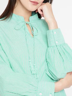 tie up neck striped top - 15951674 - Standard Image - 5