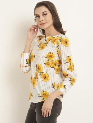 curved hem floral striped top - 15951689 - Standard Image - 2