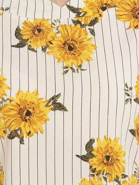 curved hem floral striped top - 15951689 - Zoom Image - 5