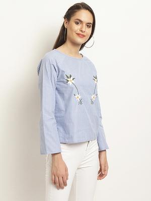 round neck embroidered top - 15951775 - Standard Image - 2
