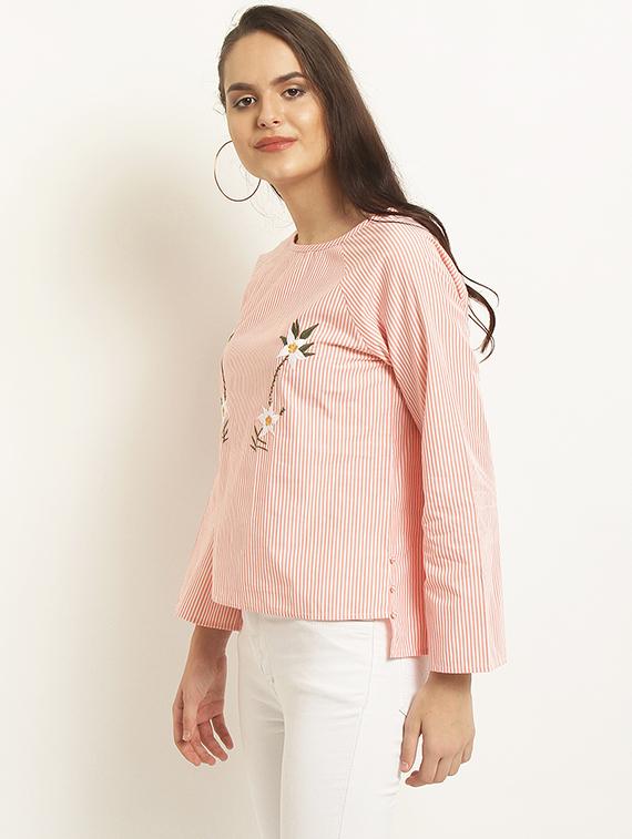 round neck embroidered top - 15951776 - Zoom Image - 2