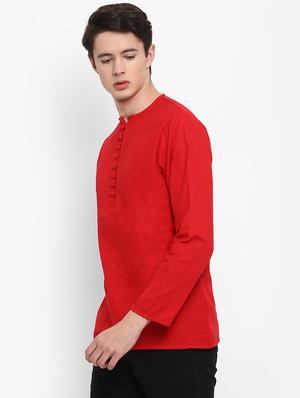 red solid short kurta - 15952906 - Standard Image - 2