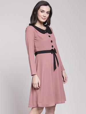 contrast detail a-line dress - 15953266 - Standard Image - 2