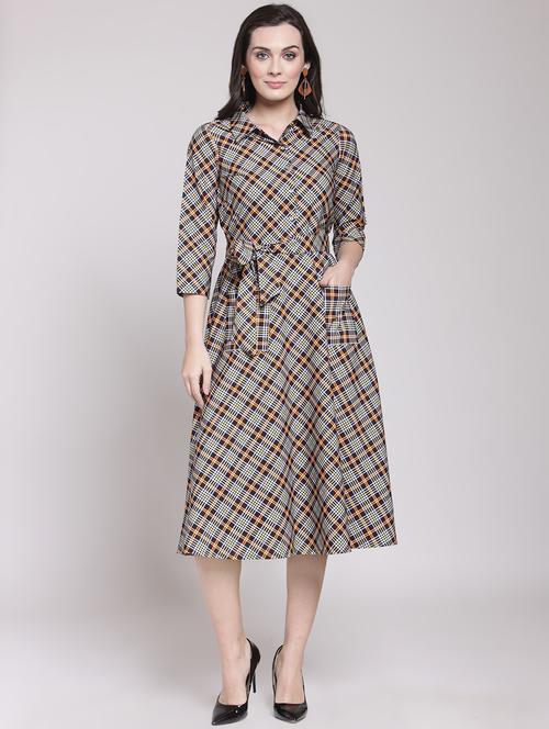tie up checkered a-line dress - 15953278 - Very Small Image - 1