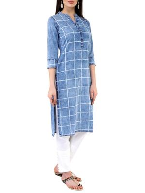 Straight checkered kurta - 15953746 - Standard Image - 2