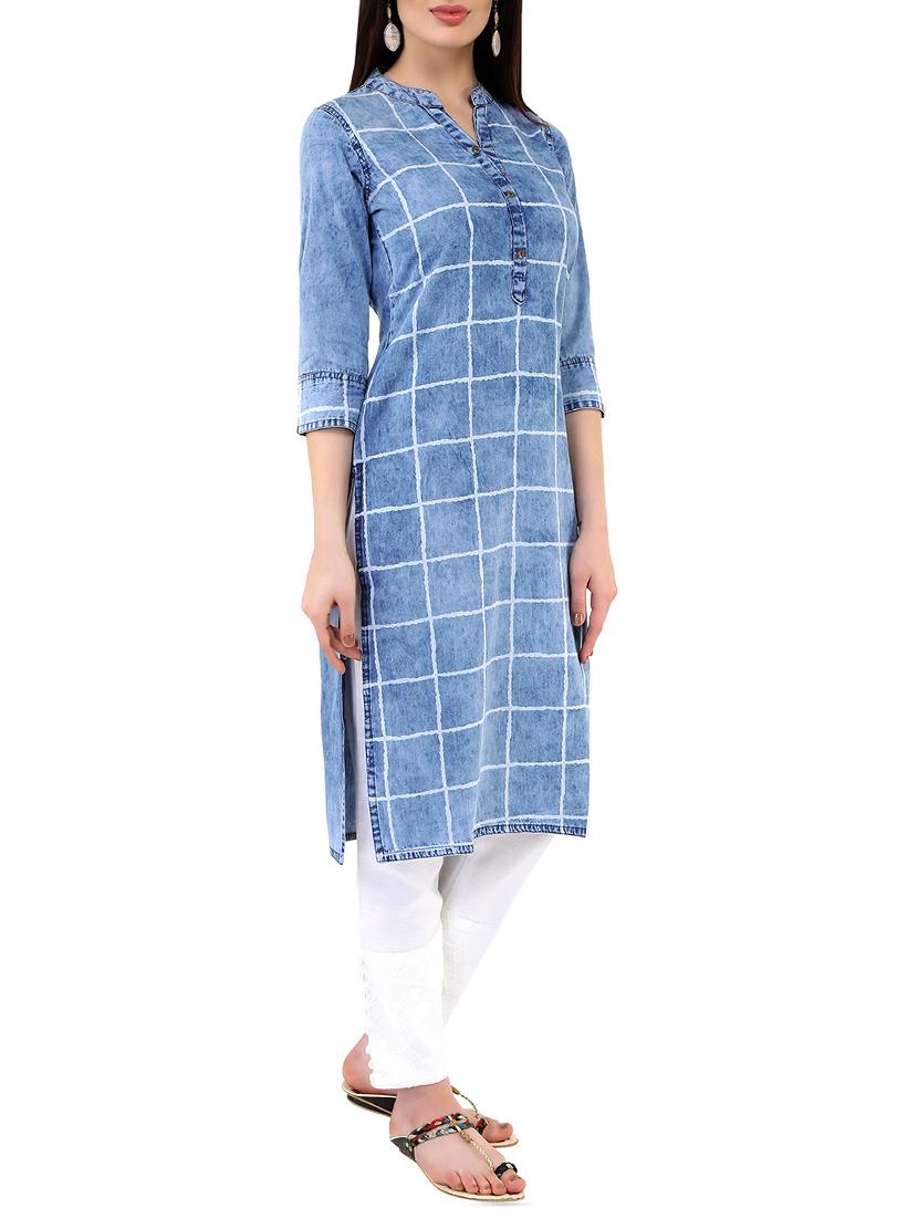 Straight checkered kurta - 15953746 - Zoom Image - 2