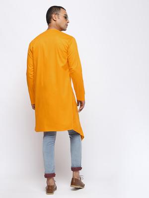 yellow solid asymmetric kurta - 15953794 - Standard Image - 5