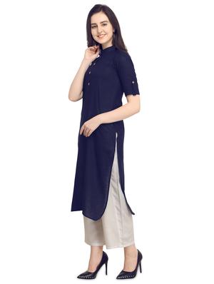 Straight solid kurta - 15953963 - Standard Image - 2