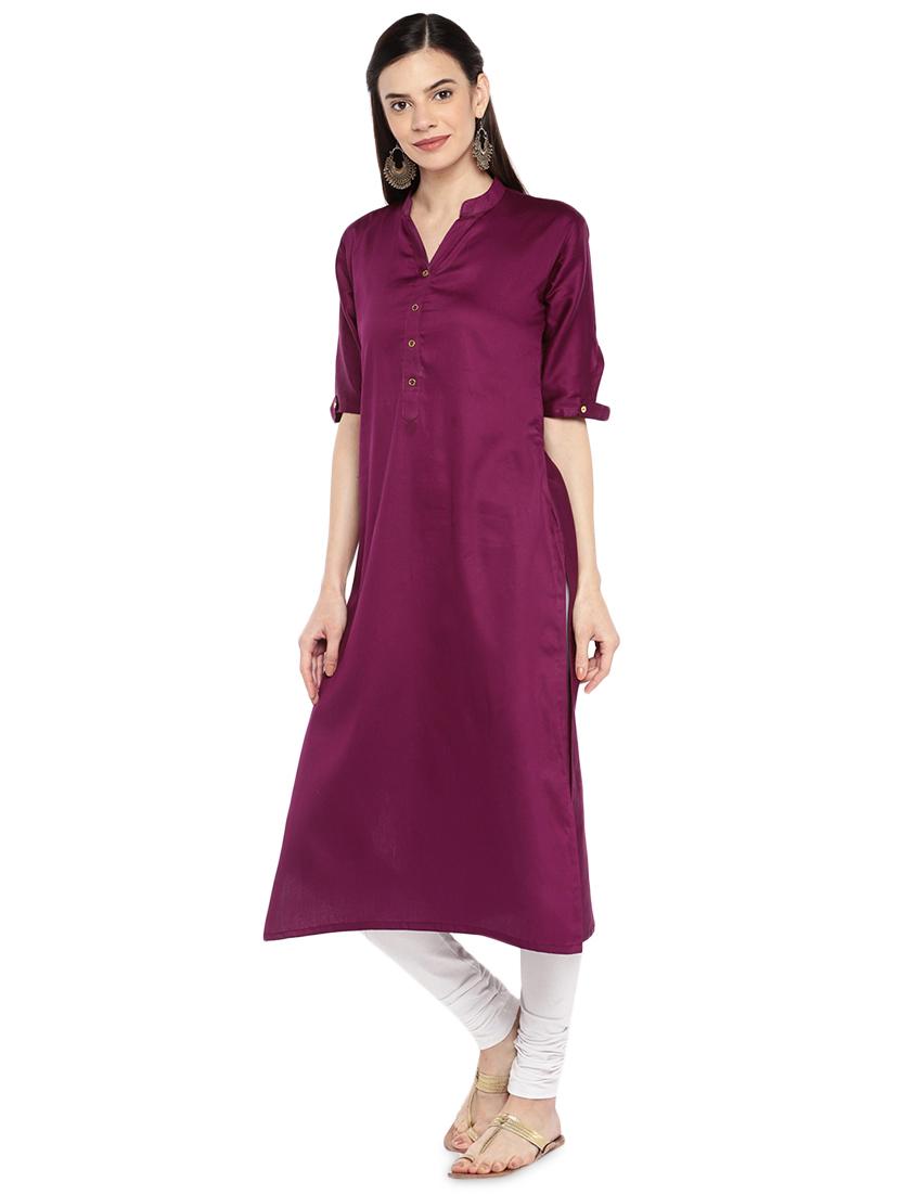 straight solid kurta - 15953990 - Zoom Image - 2