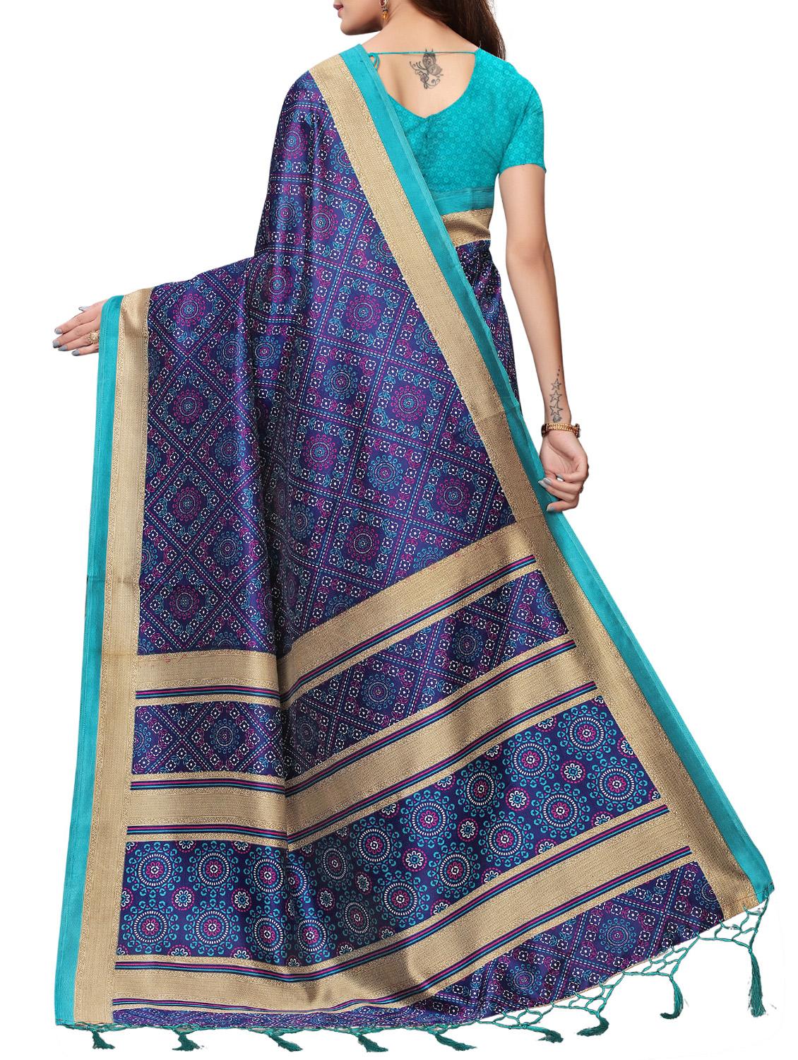 floral printed saree with blouse - 15954310 - Zoom Image - 2
