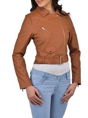 belted zipper detail leather jacket - 15955266 - Standard Image - 2