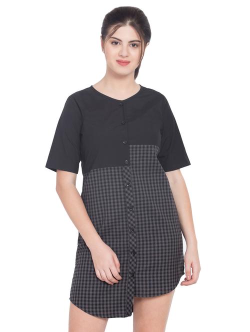 button up checkered shirt dress - 15955269 - Standard Image - 1