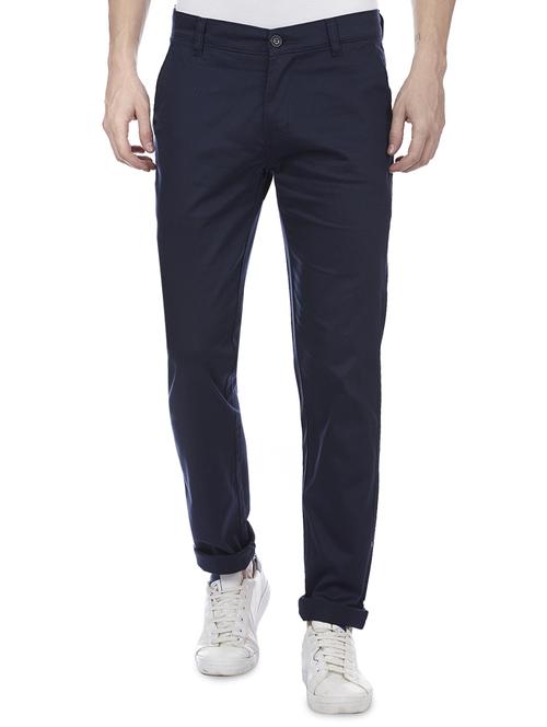 dark blue cotton blend chinos - 15955334 - Standard Image - 1