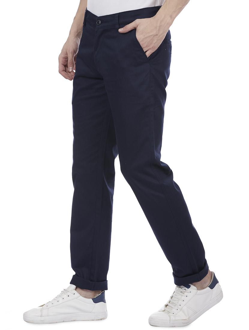dark blue cotton blend chinos - 15955334 - Zoom Image - 2