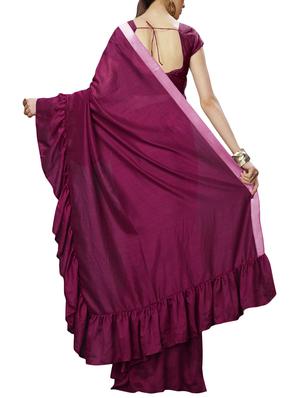 ruffle lace border purple saree with blouse - 15956207 - Standard Image - 2