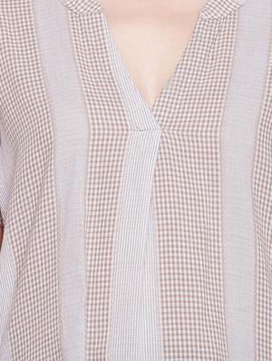 tie up checkered striped top - 15956984 - Standard Image - 5